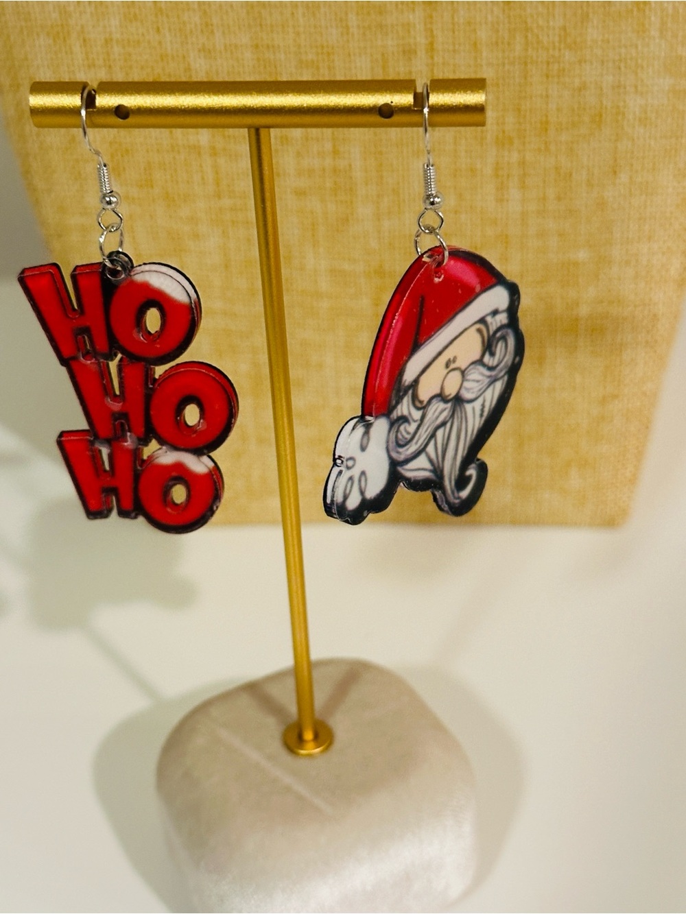 Fashion Jewelry Red 'HO HO HO' & Santa Drop Earrings - Picture 2 of 5